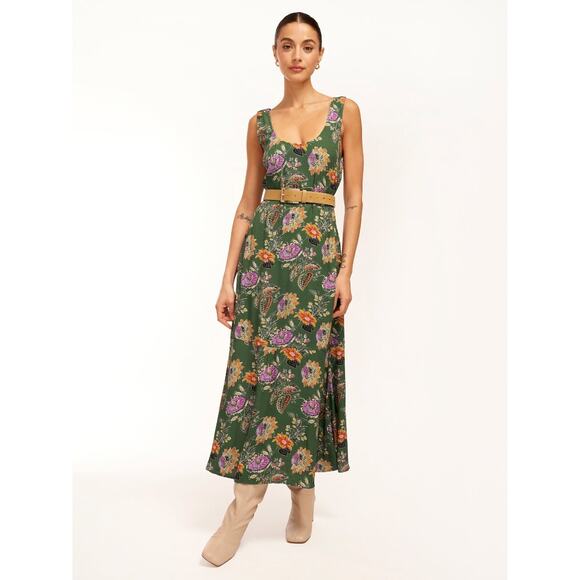 Equipment Everett Eden Green Floral Print Sleeveless Scoop Maxi Dress Size 10 - Picture 1 of 15